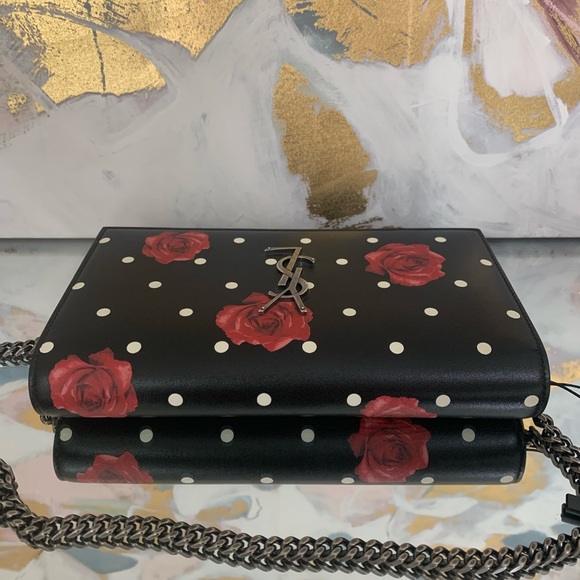 Saint Laurent Polka Dot Floral Monogram WOC - Picture 7 of 11